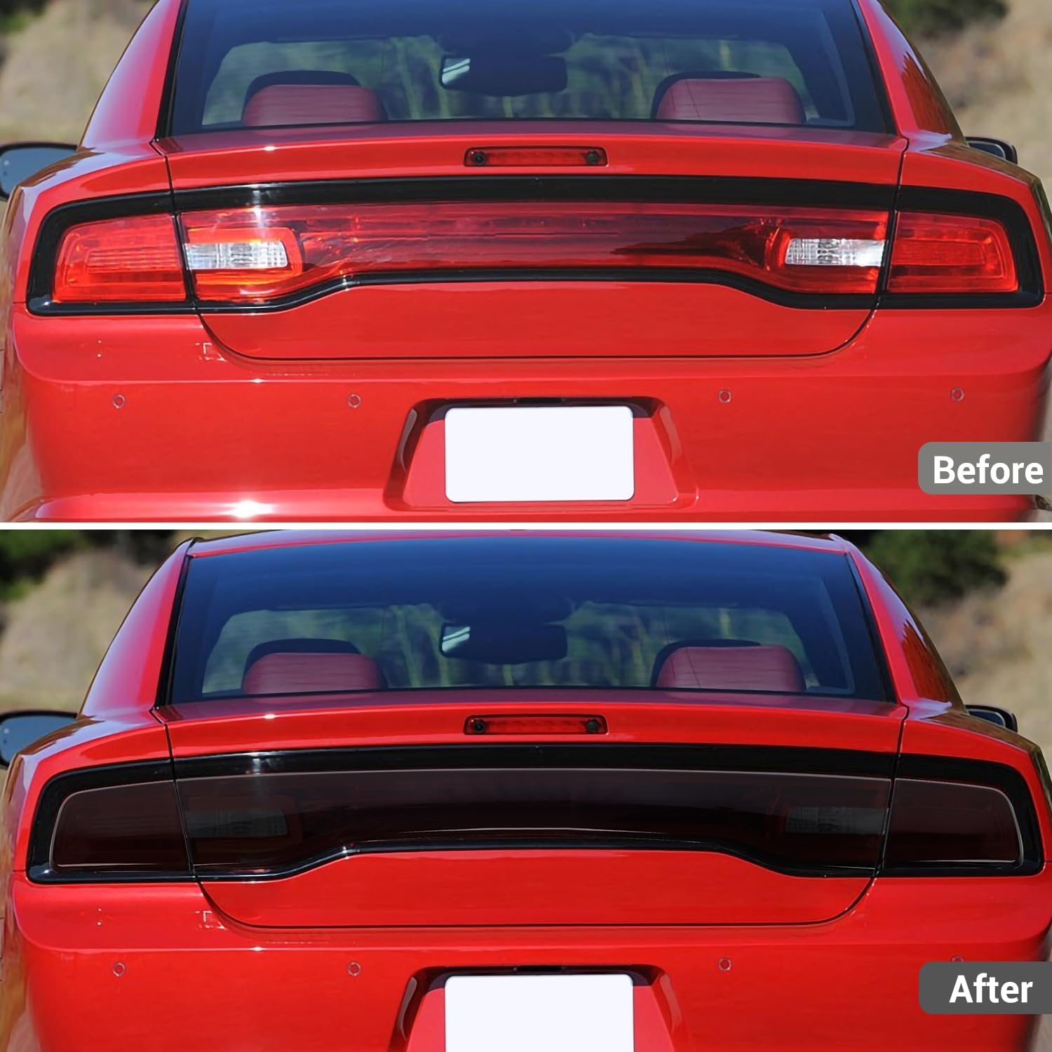 Hoolcar Tail Light Lamp Cover Guard Trim Bezel Frame Decor Exterior Accessories Compatible with 2011-2014 Dodge Charger, Smoked Black