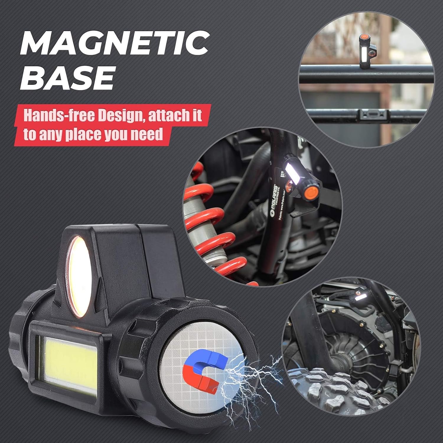 KEMIMOTO UTV Dome Light Roll Bar Cage Mount USB Rechargeable 1-Pack | UTV Interior Lights Two Light Modes Compatible with Polaris RZR Can Am X3 ATV Golf Cart Boat for 1.5 in-2.0 in Roll Cage