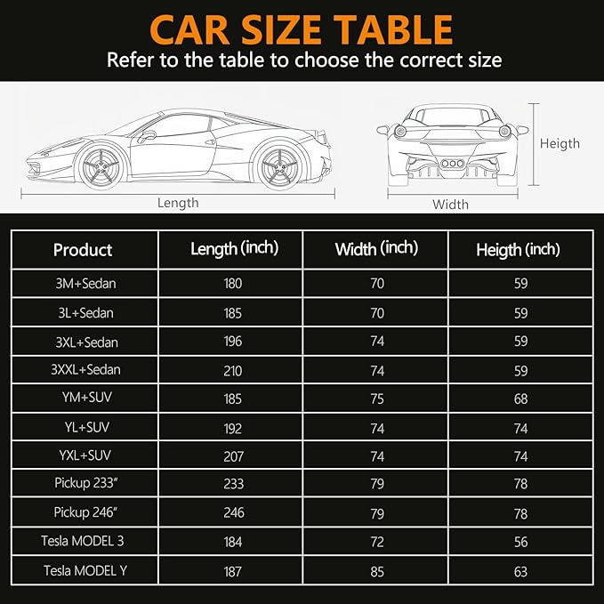 Car Covers for Automobiles, 6 Layers Car Cover Waterproof All Weather, Full - Image 5