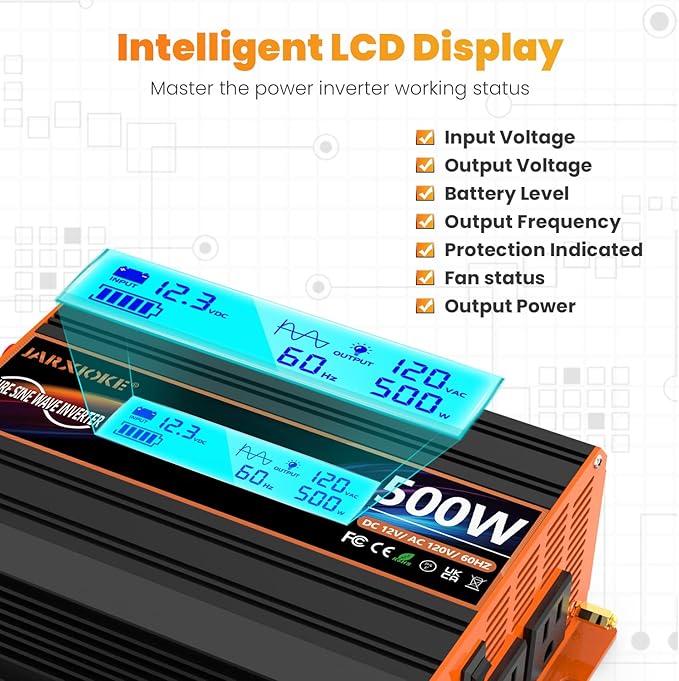 500 Watt Pure Sine Wave Power Inverter 12V DC to 110V 120V Converter - Image 6