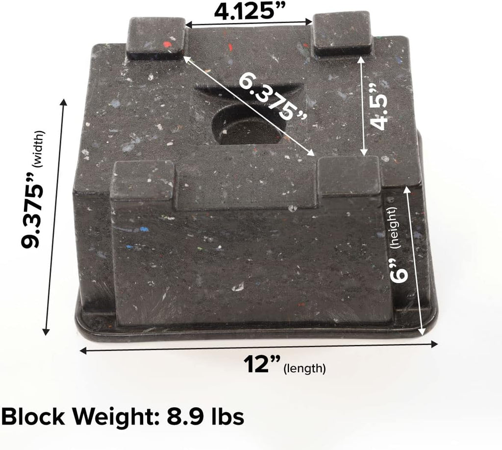OX BLOX Heavy Duty Trailer Jack Block - 10,000 lb Capacity - Made in USA | RV Leveling Blocks & Stabilizer Pads; 100% Recycled Plastic; For Tongue Jack, 5th Wheel, Camper, Travel Trailer & More