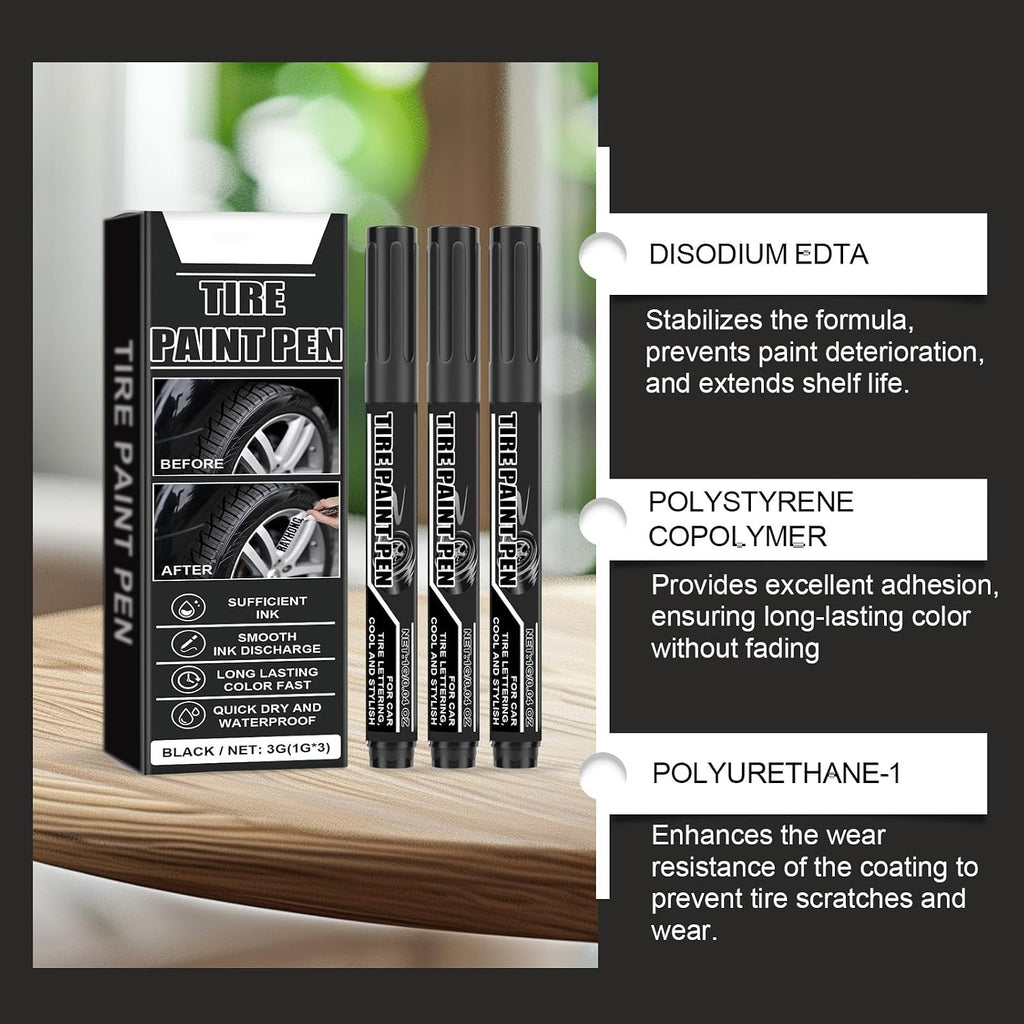 15Pcs Black Paint Pen Car Tires Paint Pen Water Quick Drying Tire Marker for Car Tires Scratch Repair Black Tire Marker
