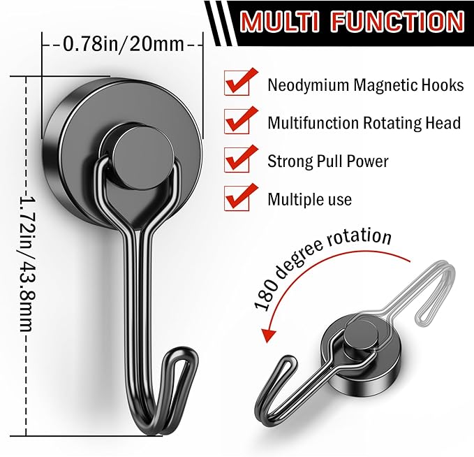 FINDMAG Magnetic Hooks, 40Lbs+ Strong Magnet Hooks - Image 2