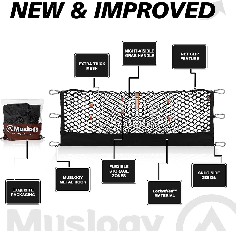 Muslogy Cargo Net for 2013-2026 Chevy Silverado GMC Sierra 1500/2500/3500HD