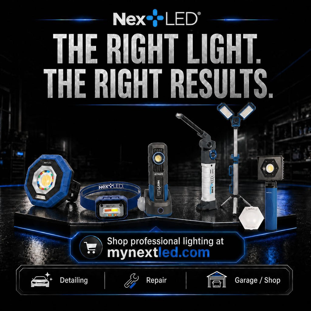 NextLED NT-V3505 Rechargeable Ceramic Coating Light, 1000 LM, CRI 95+, w/Detachable Light Diffuser, for Auto Detailing, Optimal Ceramic Car Coating, Paint Correction Kit, Color Matching Tool