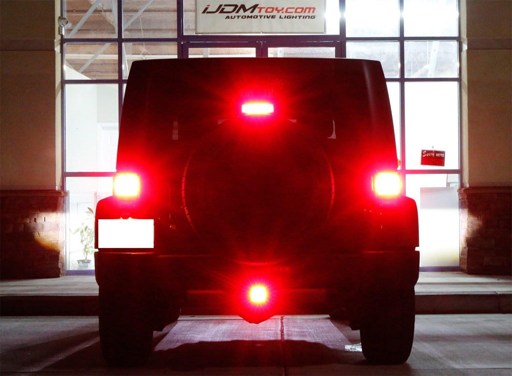 iJDMTOY 35-035-Smoked Dark Smoke Lens Tail/Brake Light Compatible With Truck SUV Trailer Class 3/4/5 2-Inch Towing Hitch Receiver, Powered by 15 Super Bright Red LED Bulbs