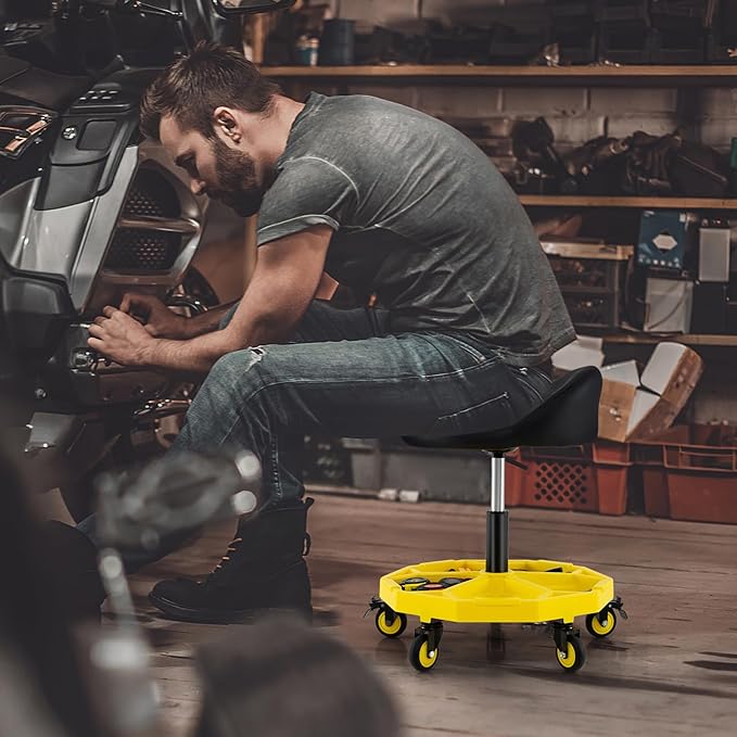 Goplus Rolling Garage Stool, 20”-25” Height Adjustable Mechanic Stool - Image 2