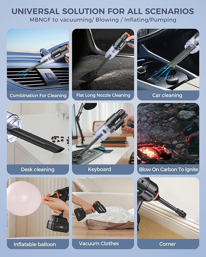 Car Vacuum Portable Cordless, High Power Suction & Blower, Wireless Handheld - Image 2