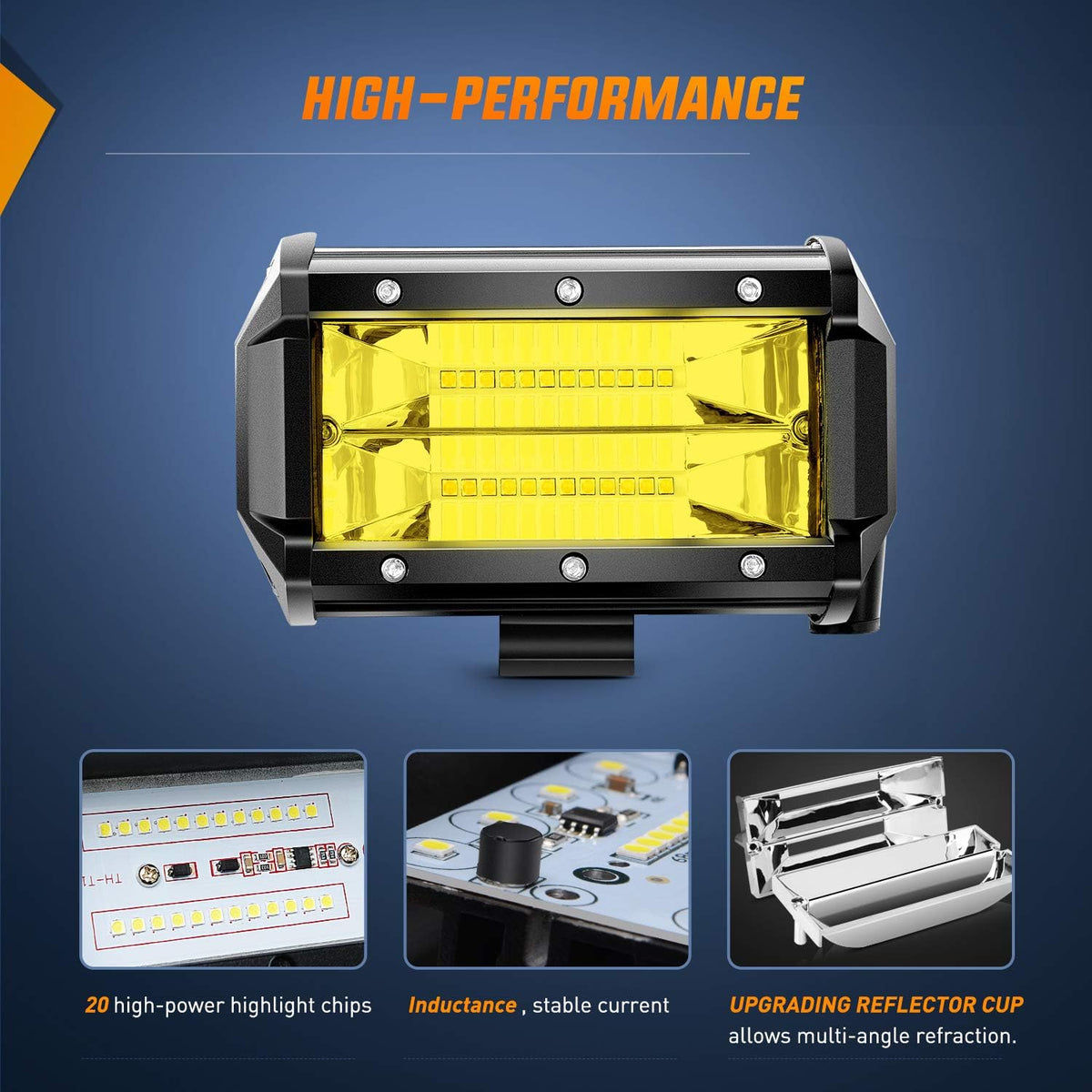 nilight - zh304 led light bar 2pcs 5inch, side view
