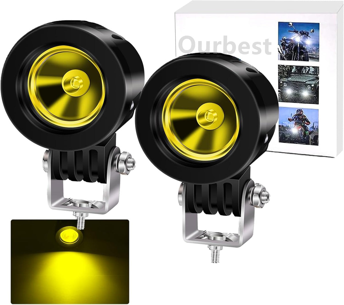 ourbest motorcycle lights, 2inch yellow motorcycle fog lights, main product view