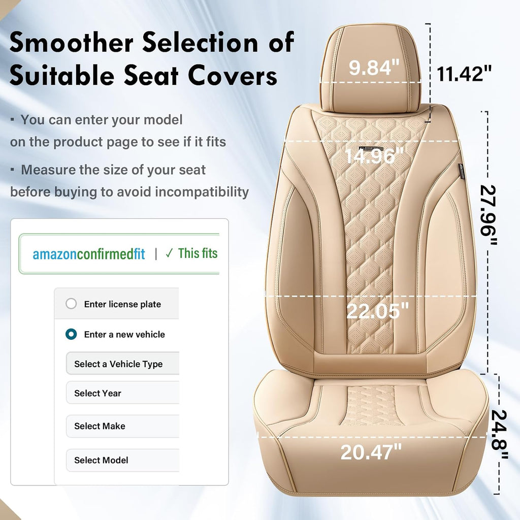 coverado car seat covers front seats, beige seat, package contents
