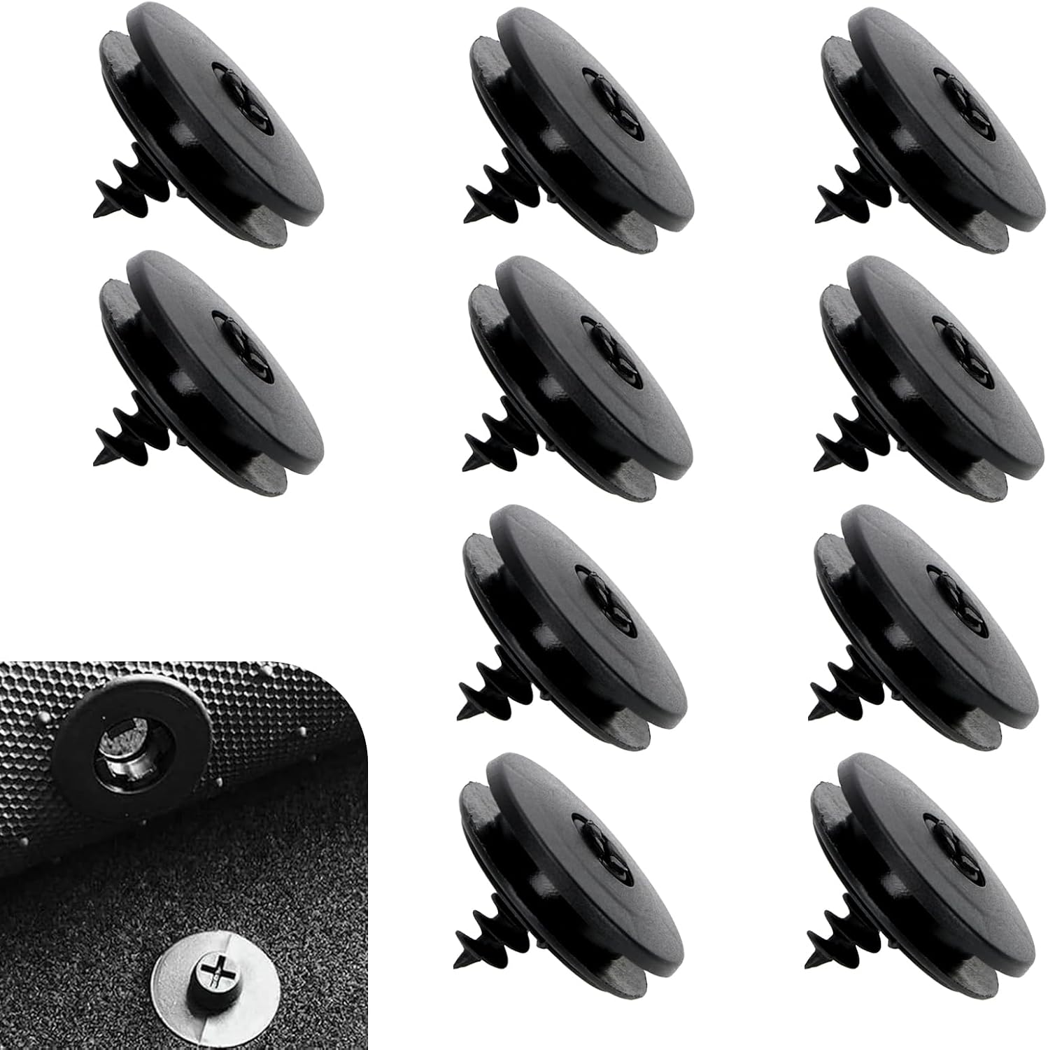 10 PCS Car Floor Mat Clips, Anti-Slip Plastic Floor Mat Retainers, Car Carpet Fastening Clip, Universal for Car Truck SUV RV Van (Black)
