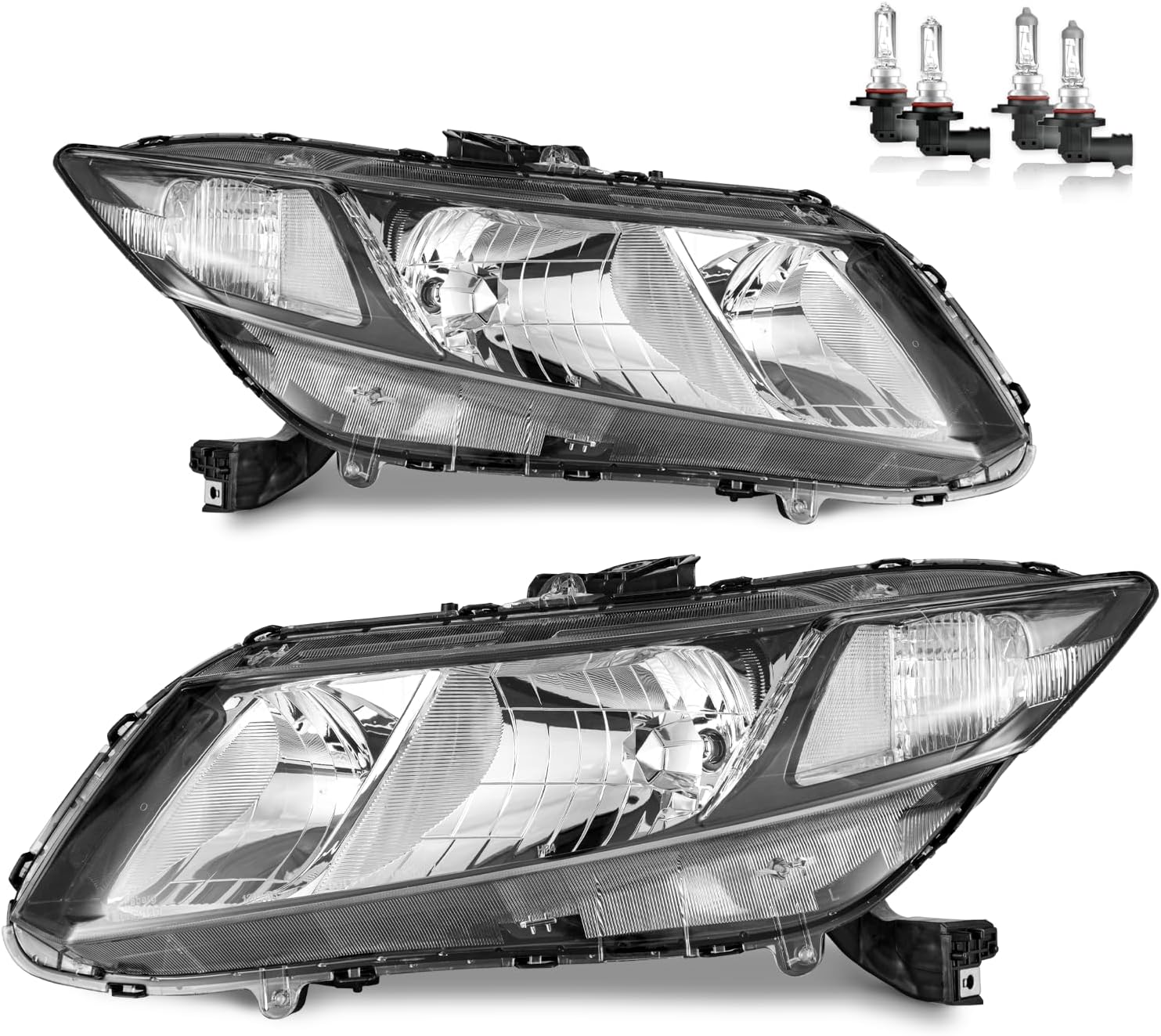 Headlights Assembly for 2012-2015 Honda Civic 4Dr Sedan, for 2012-2013 Honda Civic 2Dr Coupe Headlamp Replacement Left & Right Side
