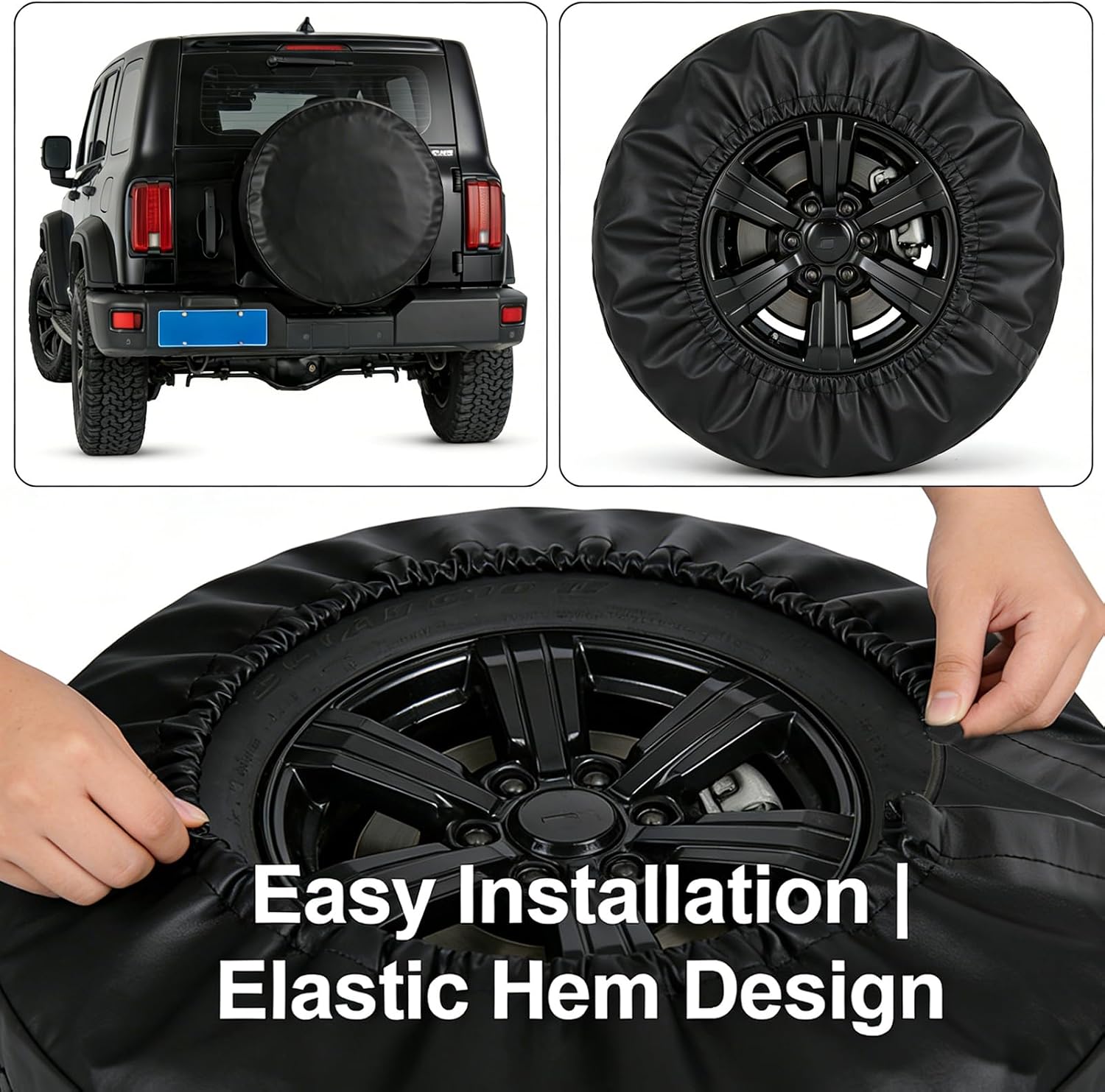 Spare Tire Cover,Waterproof Dust-Proof PVC Leather Tire Covers for Car,Truck,RV,SUV,Camper Trailer Universal,Tough Tire Wheel Soft Cover, Black(for Overall Wheel Diameter 27-29 inch)