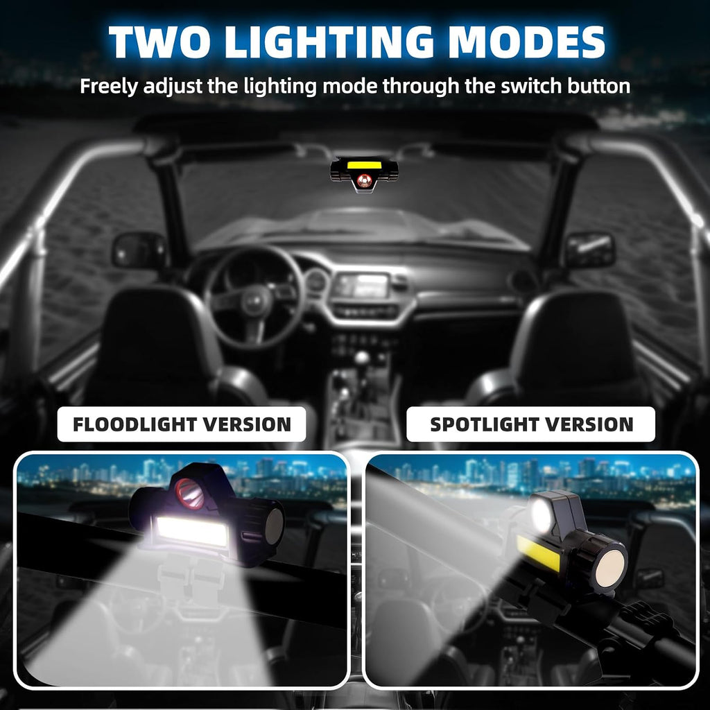 Tavaray UTV Dome Light Type-C Rechargeable Magnetic UTV Interior Lights Compatible with Polaris RZR ATV Can-Am Golf Cart Boat Off-Road Work for 1.75"-2.35" Roll Bar Cage Mount Interior Lights, 2PCS