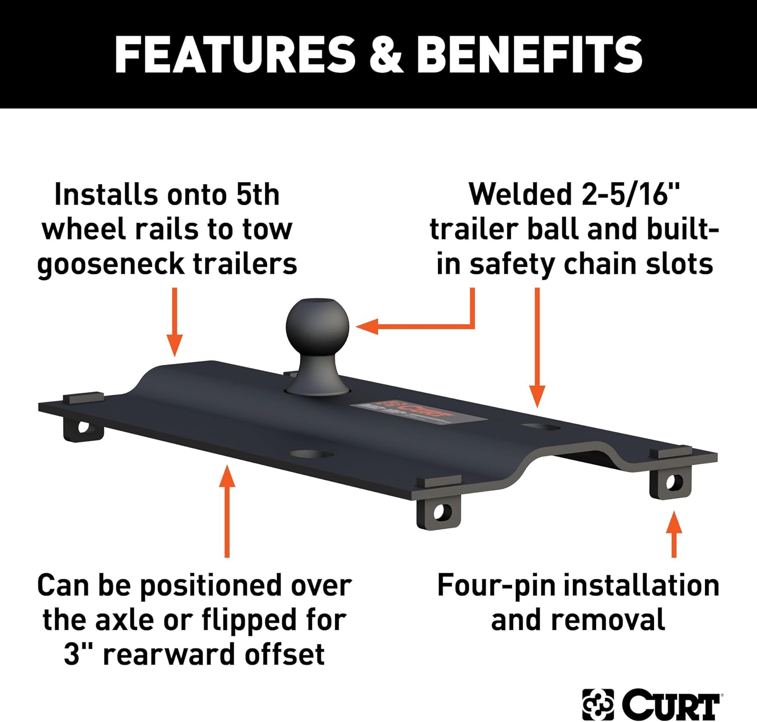 Curt Manufacturing 16055 Rail Mounted Gooseneck Hitch