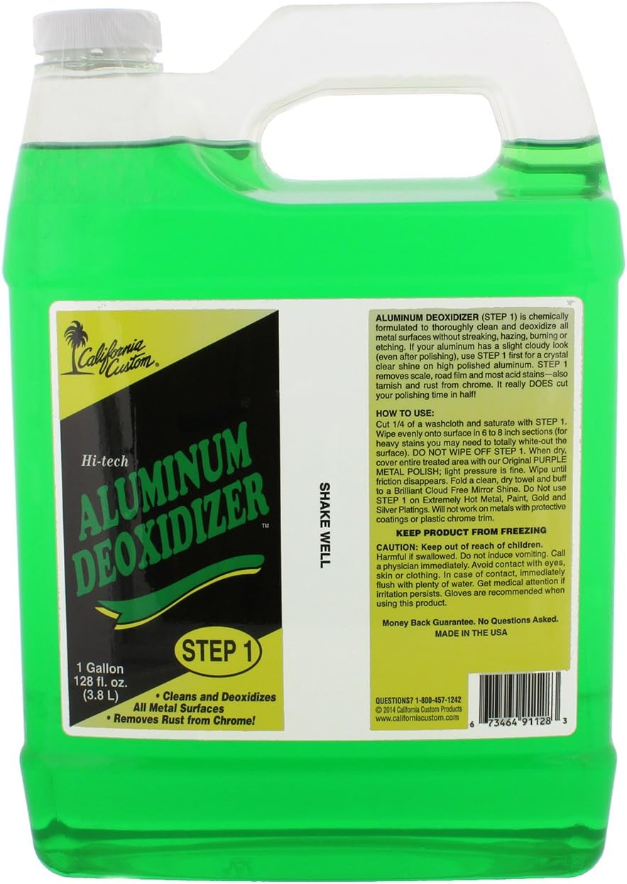 California Custom – Aluminum Deoxidizer Cleans & Deoxidizes Metal Surfaces, Removes Rust, Great for Aluminum, Brass, Copper, Chrome, Silver, Stainless & Gold, 1 Gallon