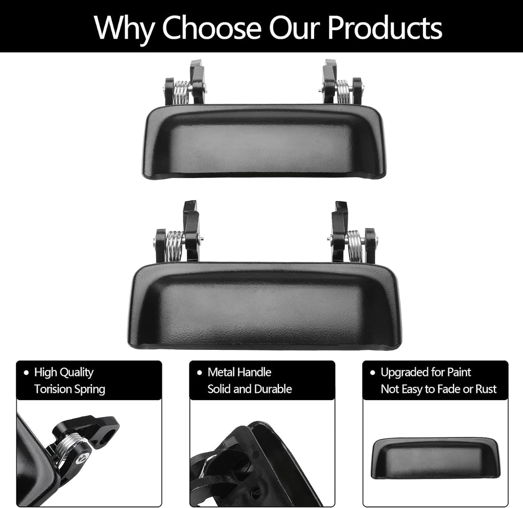 All Metal Exterior Door Handle Set, Compatible with 1998-2011 Ford Ranger, 01-10 Mazda B2300 B3000 B4000, Front Outside Left Driver & Right Passenger Side | Replaces# 2L5Z1022404BAA Outer Handle