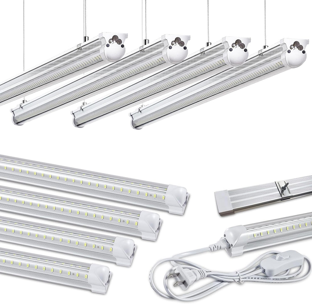 8Pack 4FT LED Shop Light Garage Lights, 50W 6000K 7500LM White Light,