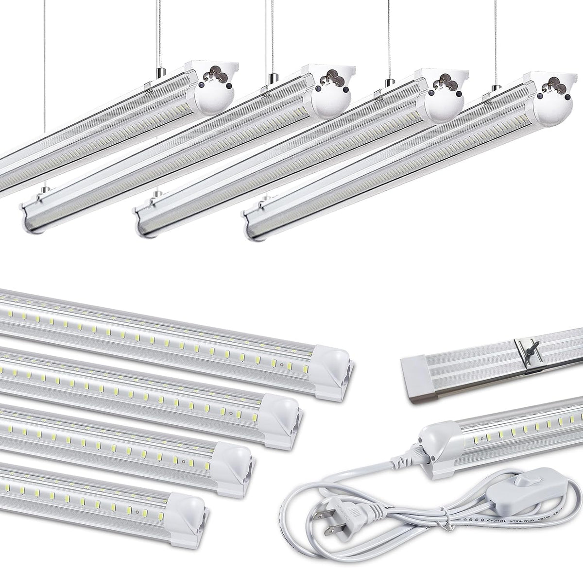 8Pack 4FT LED Shop Light Garage Lights, 50W 6000K 7500LM White Light,