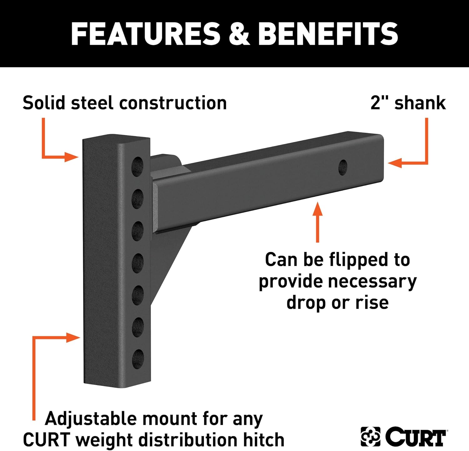 Curt Manufacturing 17103 Adj Hitch Bar 16 in Length