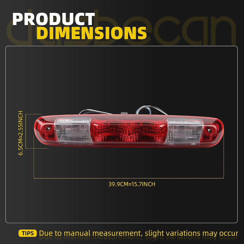 Dasbecan GM25890530 Red Rear Center High Mount Brake Light Compatible with GMC Sierra Chevy silverado 1500 2500 HD 3500 HD 2007-2014 Replace 923-247 25890530 Led Red Housing 3rd Tail Brake Lamp