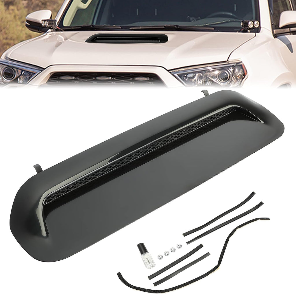 KUAFU Front Upper Hood Scoop Sport Hood Compatible with 2010-2022 Toyota 4Runner & 2012-2015 Toyota Tacoma Bulge Insert Upgrade Air Flow Scoop Kit Replacement for TO1231103 - Unpainted Black