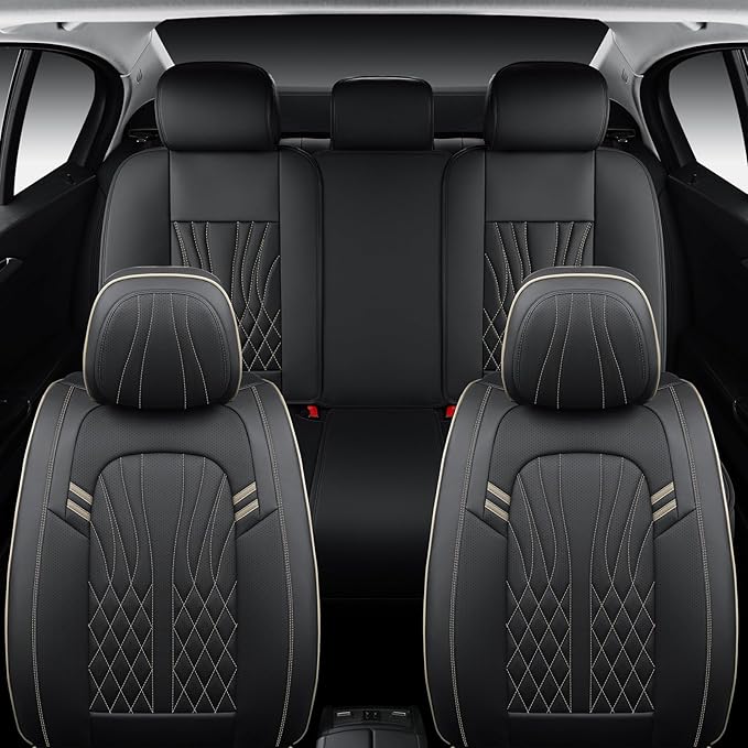 Leather Car Seat Covers 5 Pieces, Full Set Universal Seat Covers - Image 4
