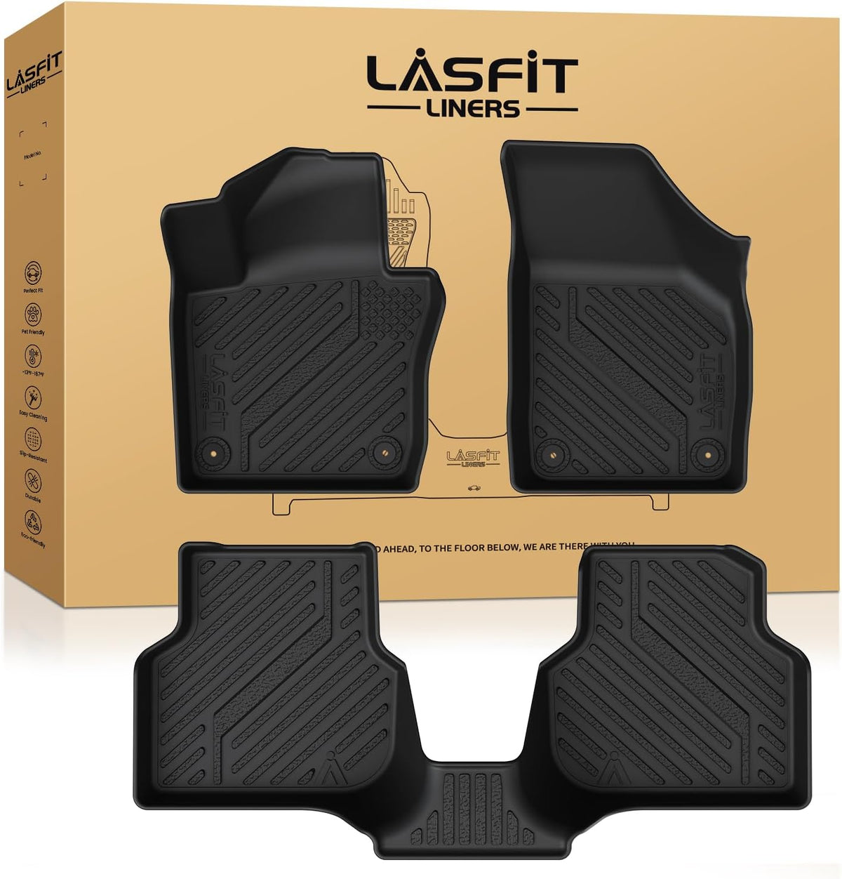 LASFIT Floor Mats Custom Fit for Volkswagen Jetta 2011-2018, All-Weather