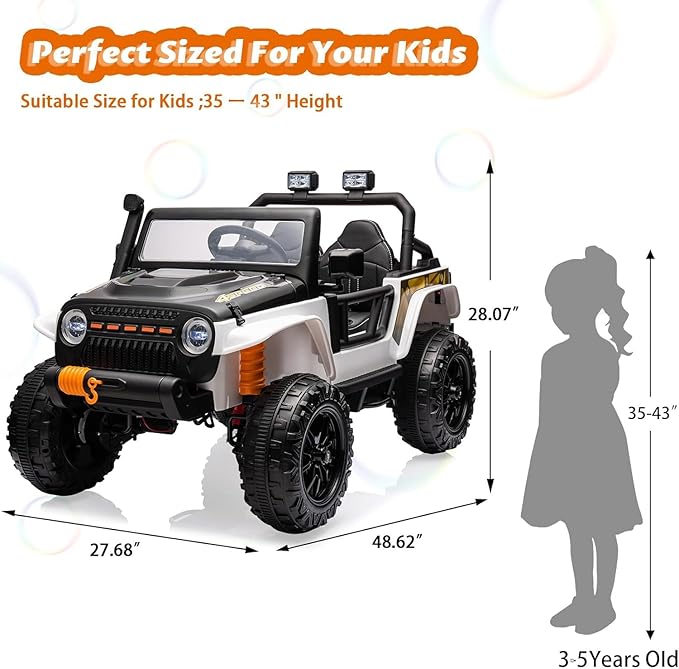 Hetoy 24V 2 Seater Ride On Car for Kids, Electric Truck - Image 2