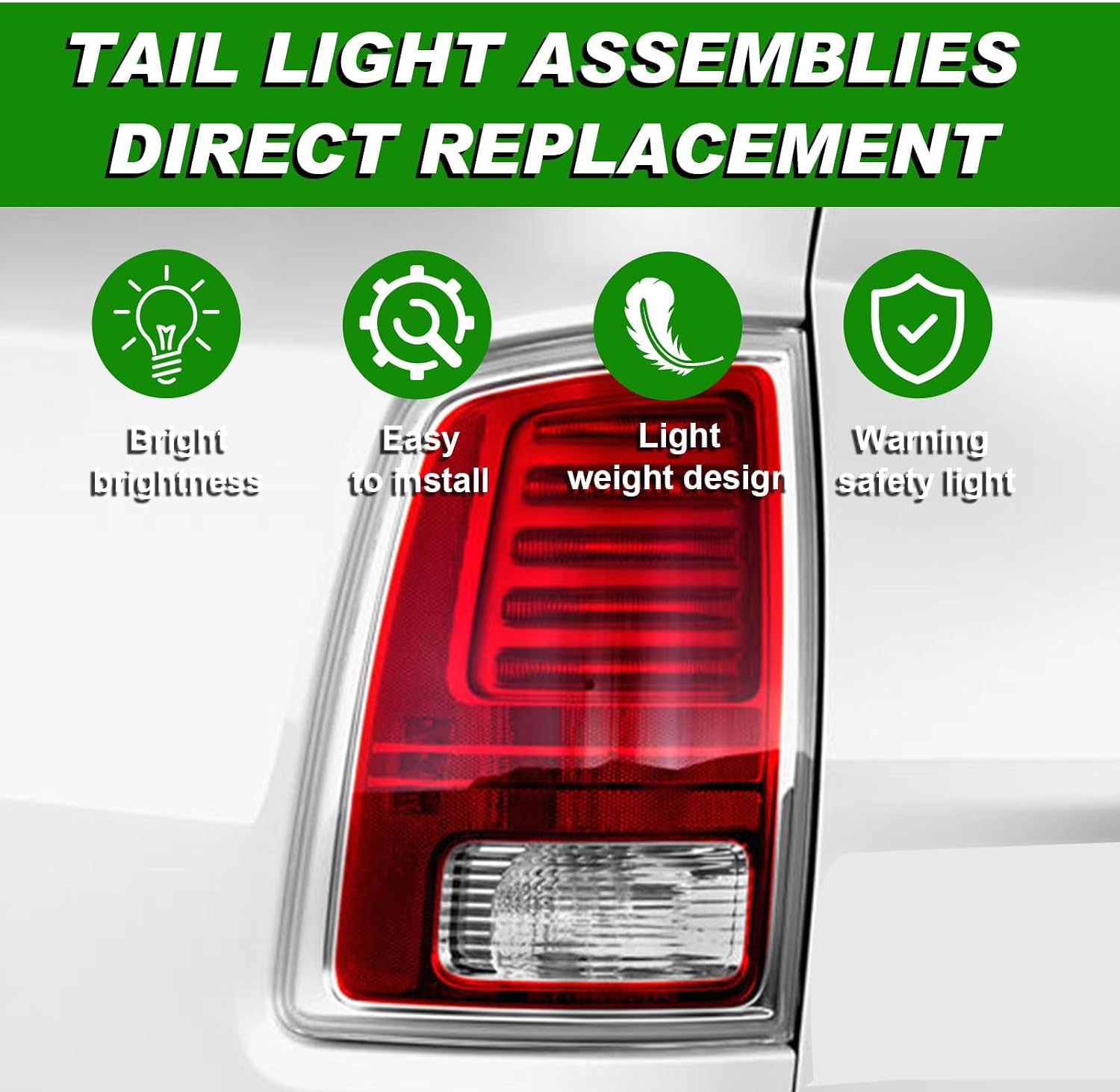 Lochnchn LED Tail Light Assembly Compatible with 2013-2018 Dodge Ram 1500,2014-2018 Ram 2500 3500 Left Driver Side Taillights Rear Outer Tail Lamp Replace CH2800202 68093079AB