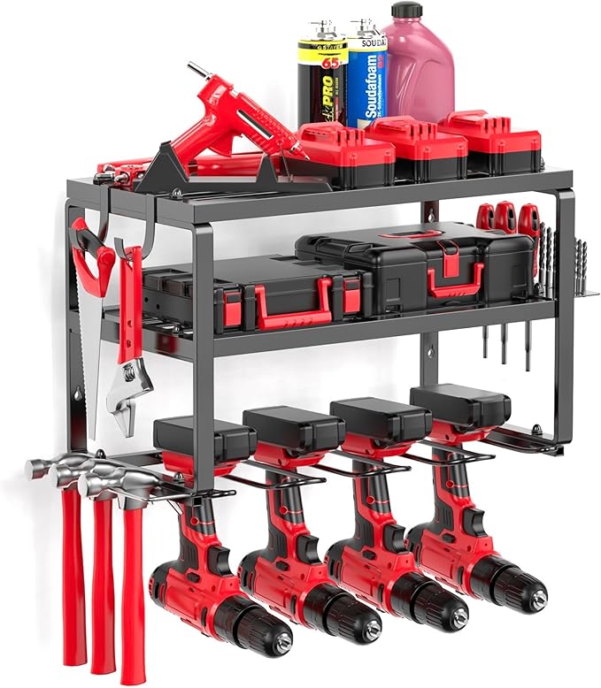 Heavy Duty Drill Holder & Power Tool Organizer Wall Mount, Metal Cordless Tool by MAVIKS