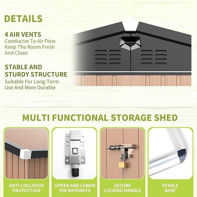 Metal Storage Shed, Outdoor Storage Building 10x8, Large Backyard Shed - Image 4