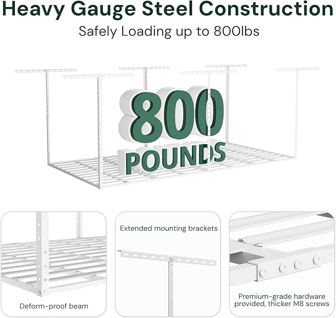 SunsGrove 2x8 Garage Storage Overhead Rack Organization, Adjustable Ceiling - Image 2