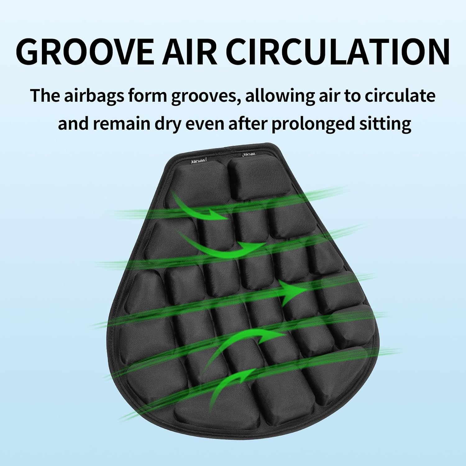 JFT Motorcycle Seat Cushion Air Pad Cover with Built-in Pump for Enduro Sports Street 14x15in Black Reduces Pressure by 30% for Long Rides Electric Mopeds