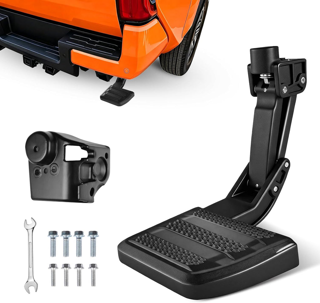 One-Piece Aluminum Upgraded Rear Bed Step Compatible with Toyota Tacoma 2024-2026, 350LBS Heavy-Duty Solid Truck Tailgate Step Replace PT392-35920, Retractable Bumper Pickup 4th Gen Tacoma Accessories