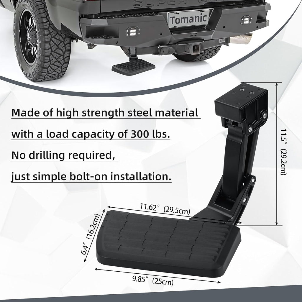 75313-01A Retractable Rear Bedstep Compatible with Ford F250 F350 F450 (2017-2023) (Not Work When F450 Vibration Damper is Installed) Pickup OEM Replacement Truck Tailgate Bumper Corner Foot Step