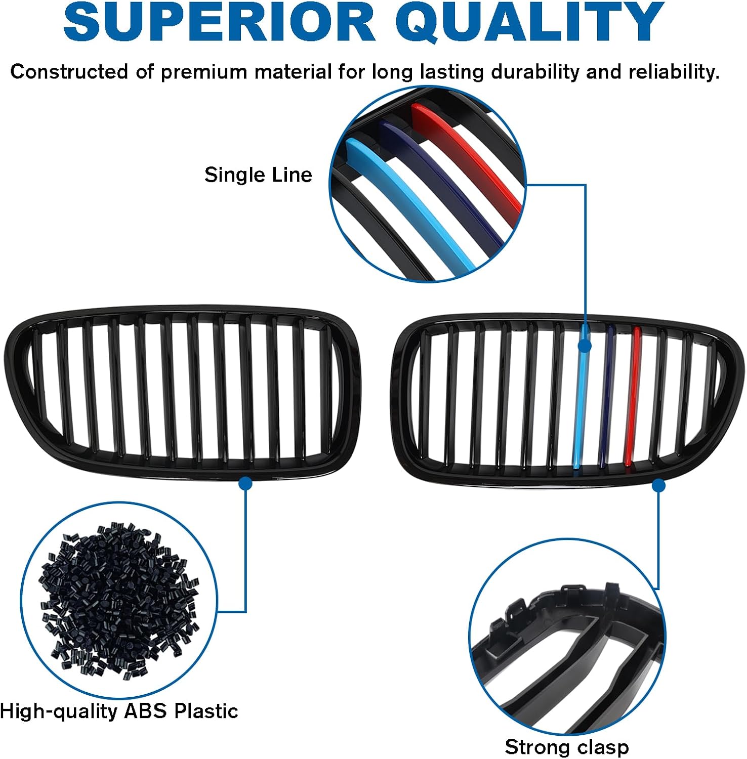 F10 Grille，Front Kidney Grill Color Grille Compatible 2010-2017 5 Series F10 F11 F18 Sedan 520i 528i 535d 535i 550i 520i,ABS Single Slat