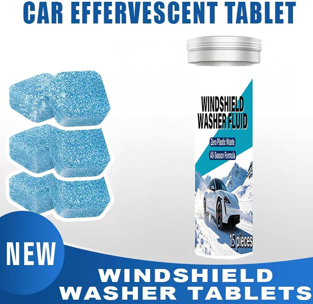 15Pcs Car Windshield Tablets Quick Dissolving Formulas Prevents Ice Fog & Scratches on Glass for Daily Use Glass Tablets for Cars