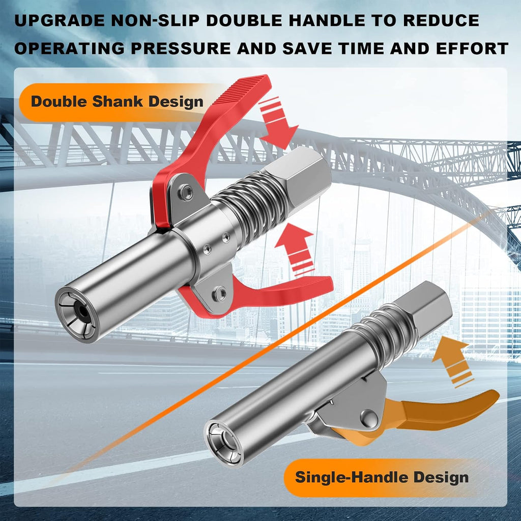 AKEOIL Grease Gun Coupler, 6 Jaw Locking Grease Gun Tip, 12000 PSI High Pressure Leak Proof Grease Coupler, Quick Release Grease Gun Nozzle, 1/8" NPT Compatible With All Grease Guns