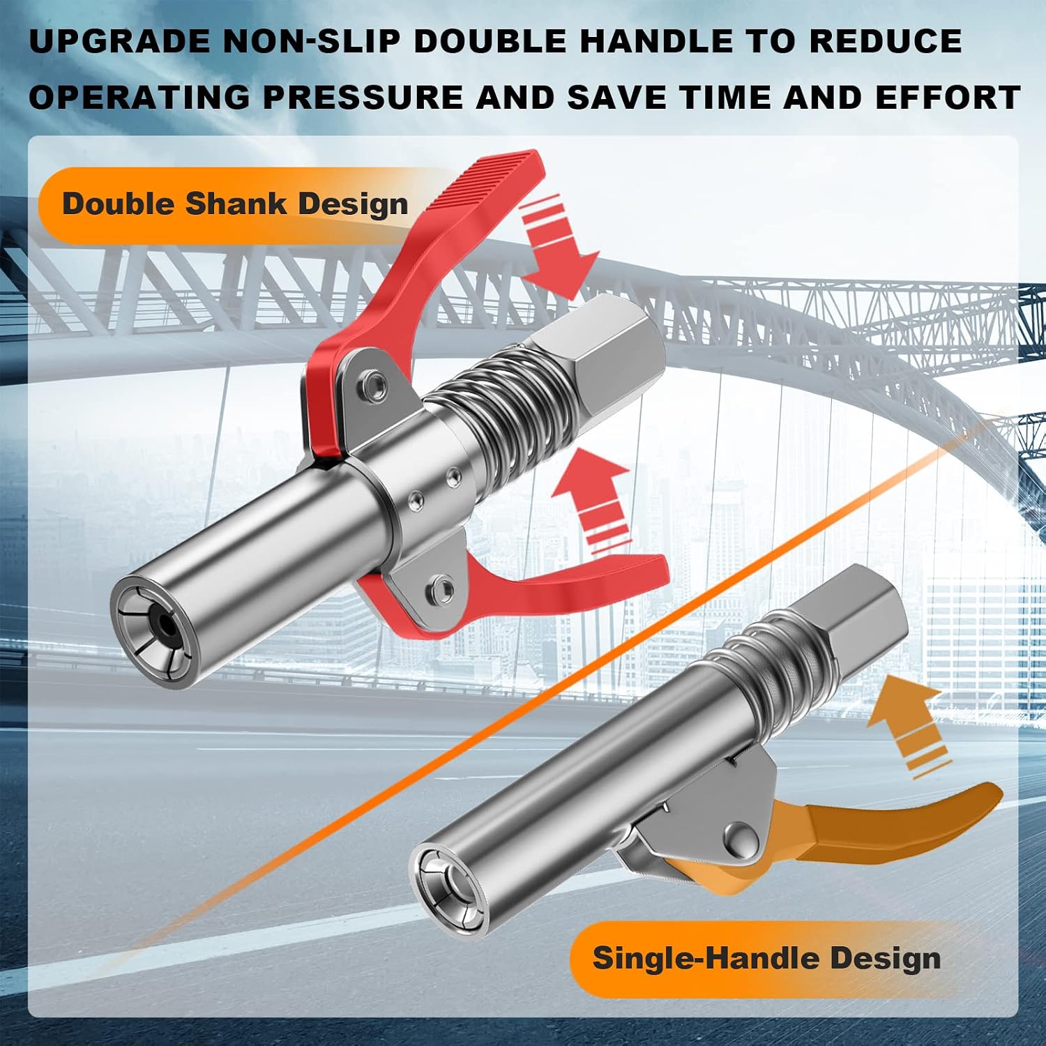 AKEOIL Grease Gun Coupler, 6 Jaw Locking Grease Gun Tip, 12000 PSI High Pressure Leak Proof Grease Coupler, Quick Release Grease Gun Nozzle, 1/8" NPT Compatible With All Grease Guns