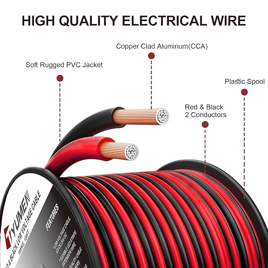 10 Gauge Wire 50FT, 10AWG Red Black Electrical Wire LED Strips Extension Cord - Image 2