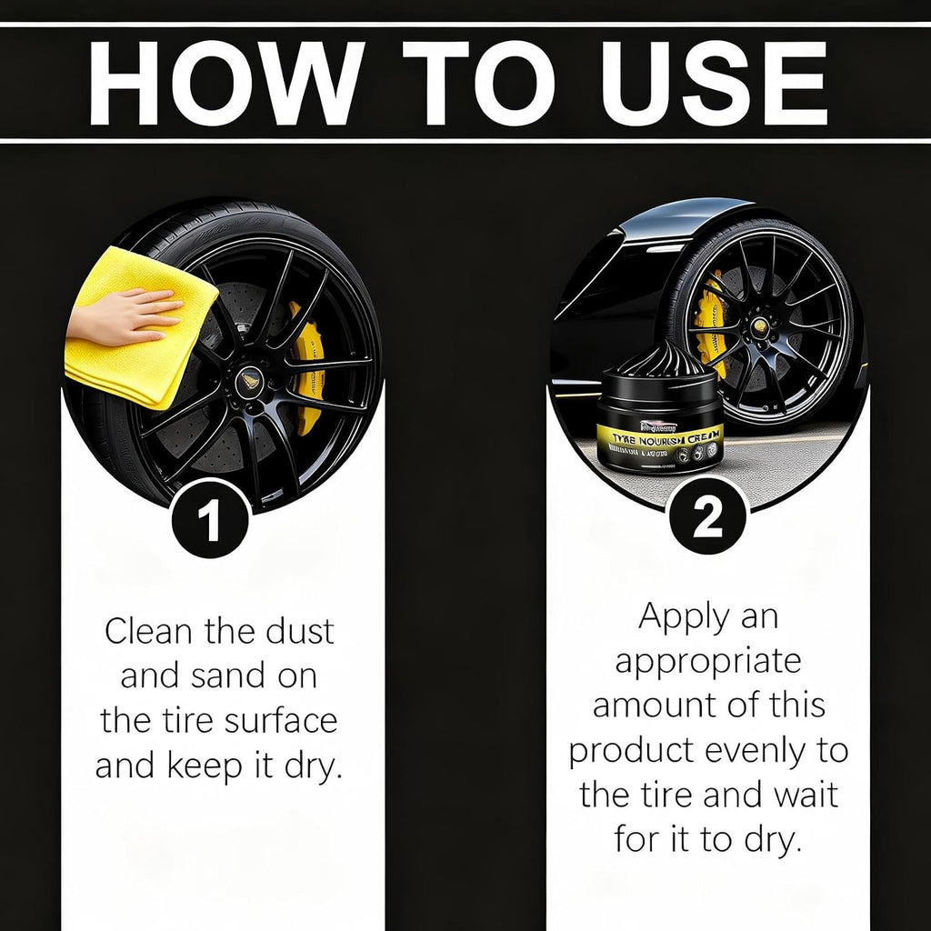 Tyre Nourish Cream Tire Shine Car Tire Retreading Wax Restores Black Gloss, Uv Protection and Waterproof Coating,Wheel Refurbishment Polish for Long-Lasting Shine and Clean Look (2pcs)