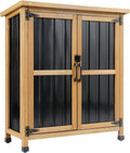 wood & metal outdoor storage cabinet with waterproof, main product view