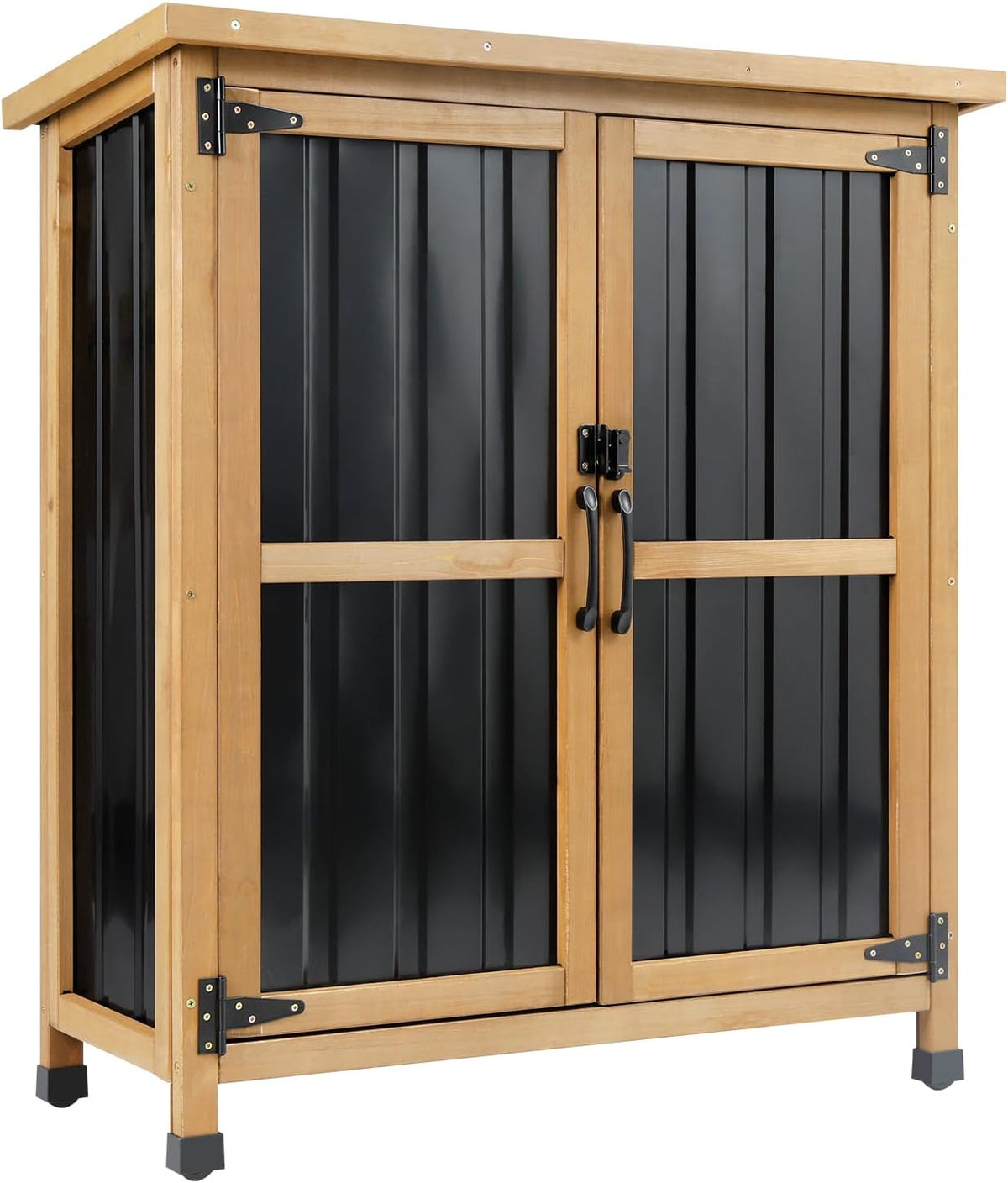 wood & metal outdoor storage cabinet with waterproof, main product view