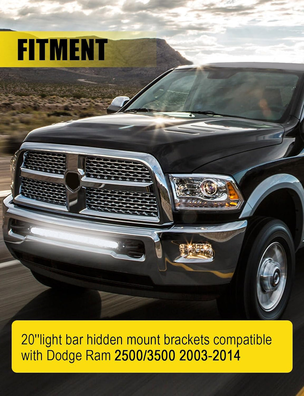 20’’Led Light Bar Hidden Bumper Mounting Brackets Compatible with 2003-2014 Dodge Ram 2500/3500
