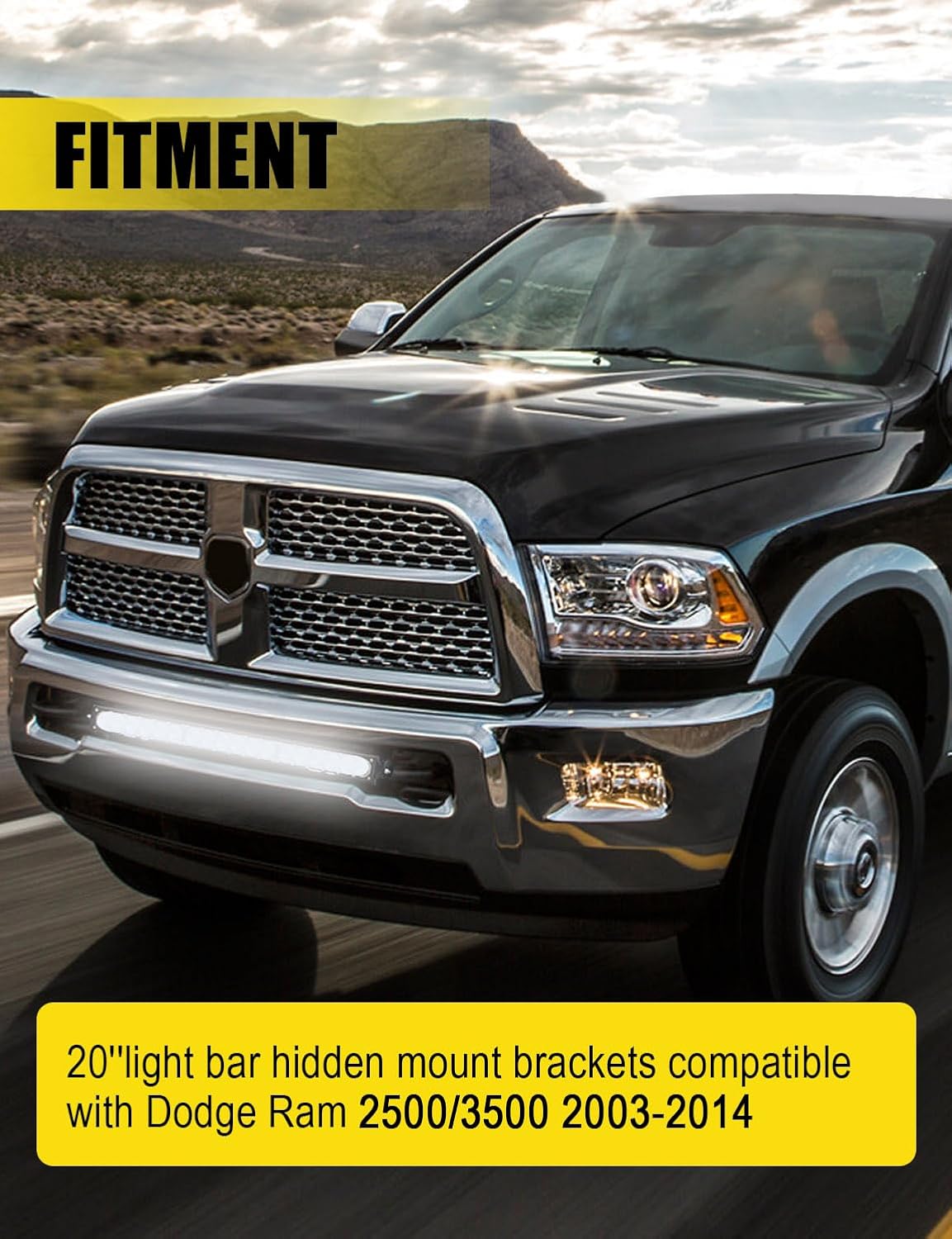 20’’Led Light Bar Hidden Bumper Mounting Brackets Compatible with 2003-2014 Dodge Ram 2500/3500