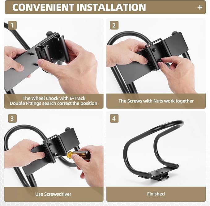 2 Pack E-Track Wheel Chock & Strap Kit|E Track Motorcycle Wheel Chock - Image 3