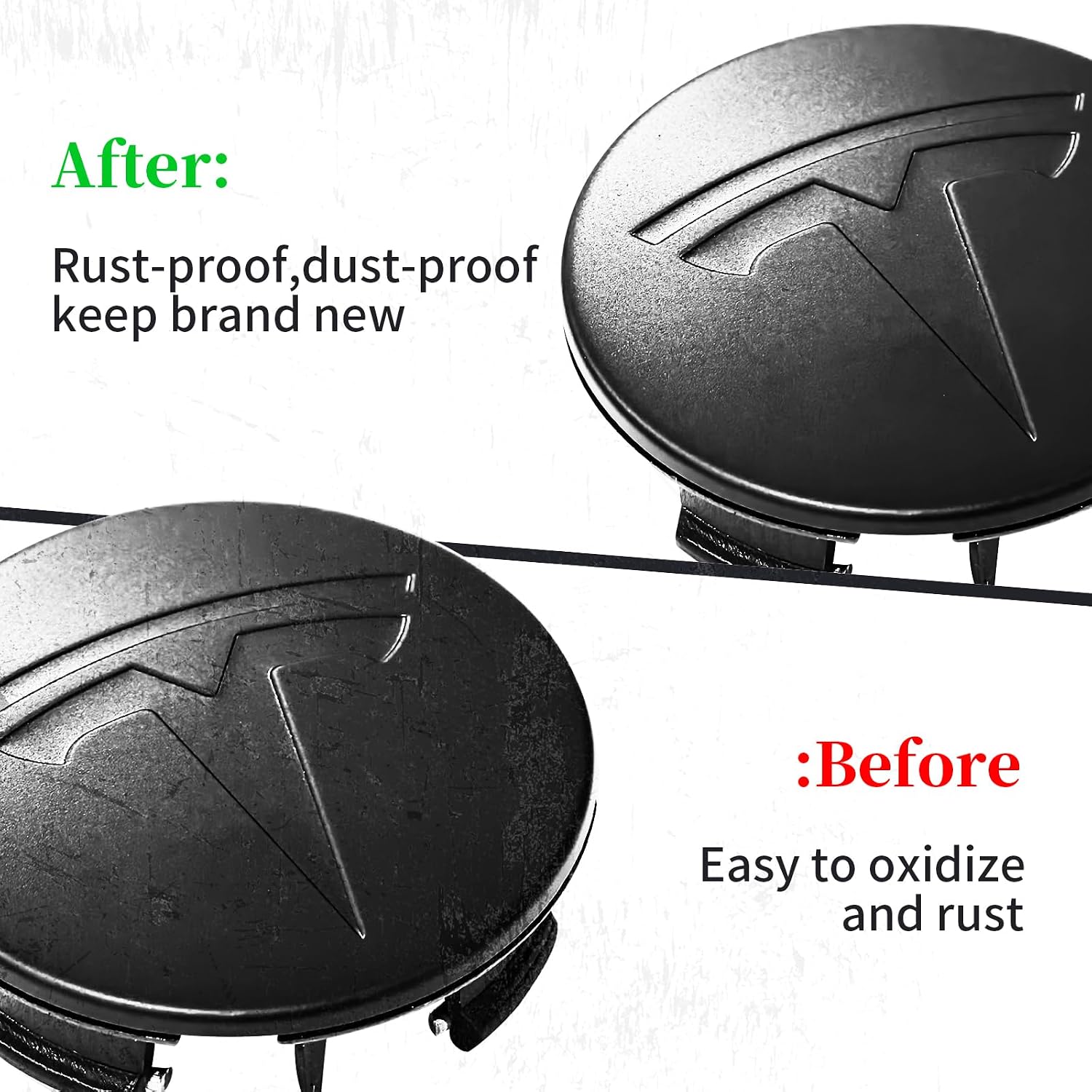 4 Pack Exterior Decoration Wheel Center Cover for Tesla Model 3 Model Y,56mm Hubcaps Wheel Rim Cover Tesla Center Caps Hubcaps+20 Black Lug Nut Covers (Matte Black+Matte Black Emblem)