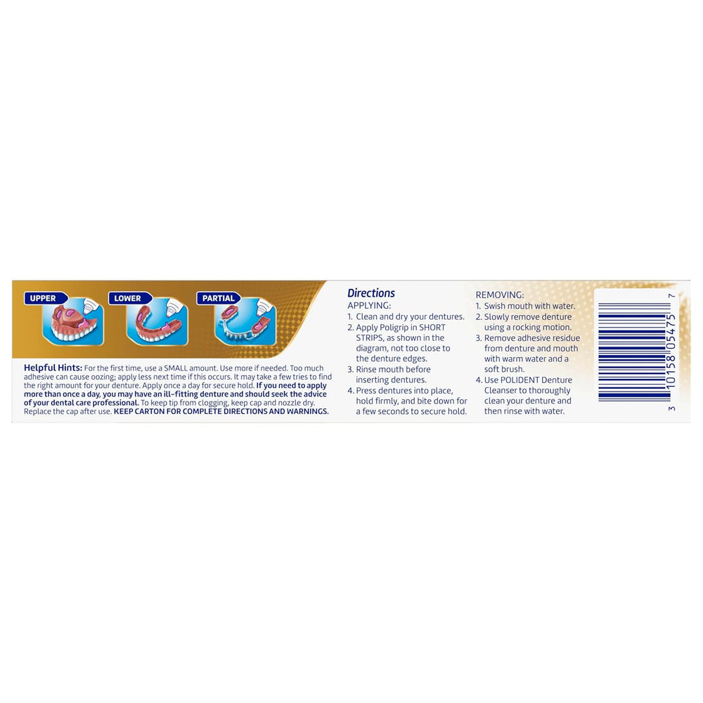 Poligrip Extra Care Denture Adhesive Cream, 2.2 oz (4 Pack)